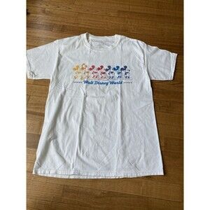 VTG 80s Retro DisneyWorld Land Mickey Mouse Rainbow Pride Shirt M Classic Epcot